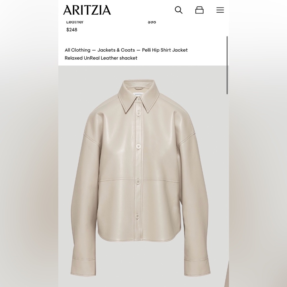 Aritzia Babaton Cream Pelli Shirt Jacket. Women’s Size XS